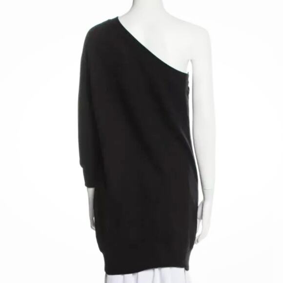 R13 Black One Shoulder French Terry Cotton Sweatshirt Dress 2016 Zip Slit S - Picture 4 of 7